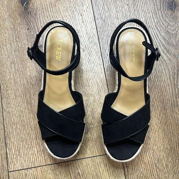 NWOT J. Crew Black Espadrille Platform Sandals Size 8 - Picture 3 of 8